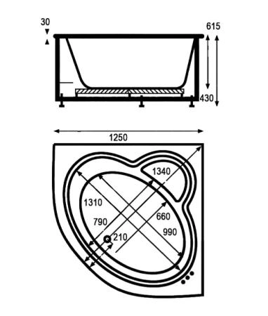 Ванна Vagnerplast Catalina VPBA146CTL3X-04 146x146 см акриловая угловая