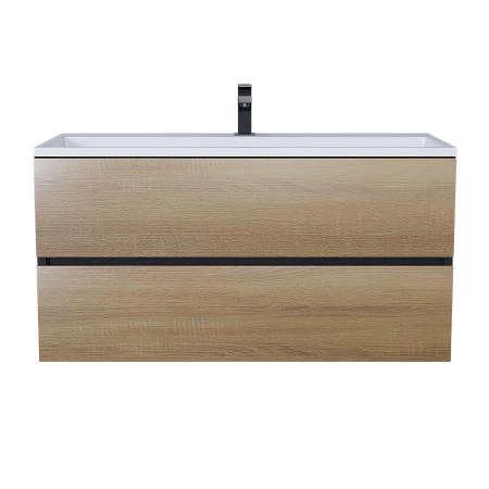Тумба с раковиной для ванной для ванной Uperwood Barsa 100 см, раковина белая, подвесная тумба черная/дуб сонома