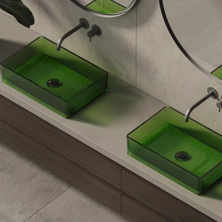 Dea Design Washbasins Раковина 60х40х14.5см., накладная, без отв., Glasstech, прозрачная смола, цвет: Emerald R3