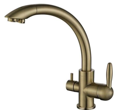Смеситель для кухни Paulmark ESSEN, бронза, две воды Es213001-BR