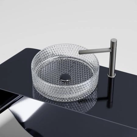 Умывальник чаша накладная круглая (прозрачная) Cristal 360x360x112мм