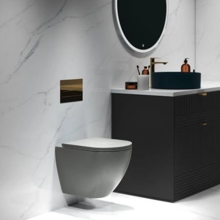 Унитаз Grossman GR-4455GMS (490*370*360) подвесной безободковый с тонкой крышкой, серый матовый