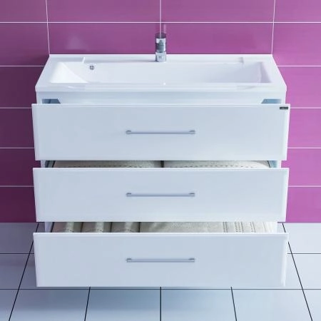 Тумба под раковину СаНта Омега 100 207017, цвет белый (ум. Elen 100 литой мрамор) напольная