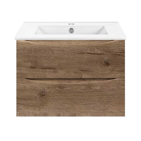 Тумба под раковину Vincea Mia Slim 700 подвесная, 2 выкатных ящика soft close, V.Oak