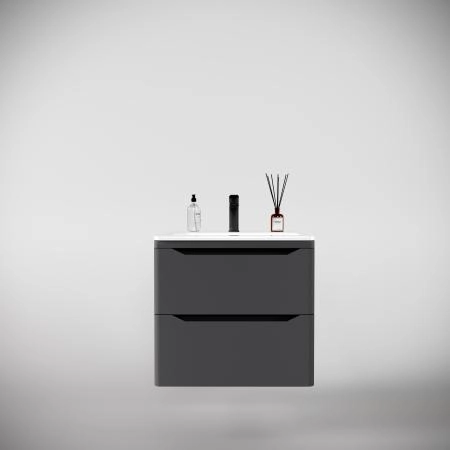 Тумба подвесная Style Line Марелла 60 (2 ящ.) Люкс антискрейтч серый, PLUS