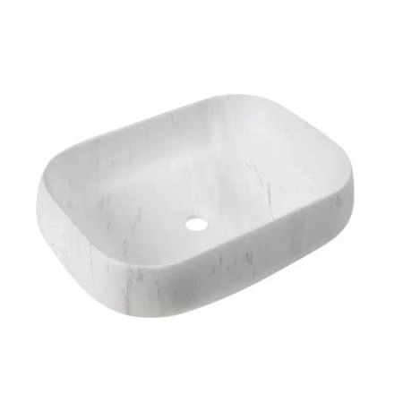 Раковина Cerutti SPA CR0086 MMW1 накладная, мрамор матовый белый, прямоугольная 565х400х145