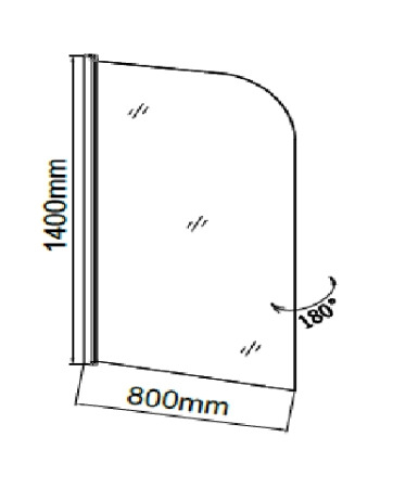 Шторка для ванны GROSSMAN GR-100 (140*80) алюминиевый профиль, стекло прозрачное 6мм