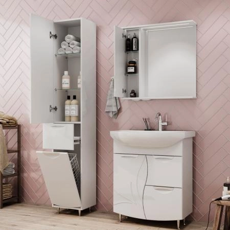 Зеркало-шкаф Volna Adel 70 левый белый глянец