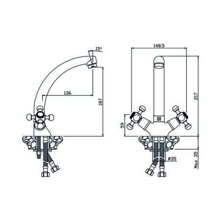 Смеситель OLIVES Girona 01430GR для кухни,хром
