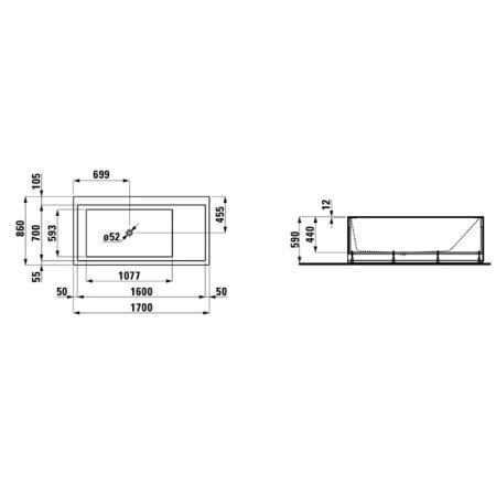 Laufen Kartell Ванна 170x86x44см, SX, с панелями, с слив-переливом с подсветкой, материал: композит, цвет: белый