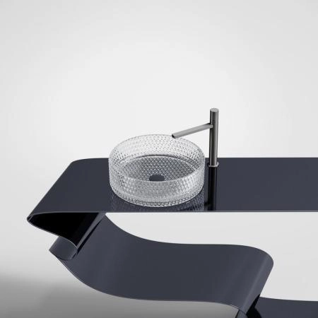 Умывальник чаша накладная круглая (прозрачная) Cristal 360x360x112мм