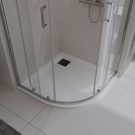 Душевой поддон BelBagno 90x90 искусственный камень чёрный матовый полукруг TRAY-MR-UNO-R-90-550-35-NERO-CR