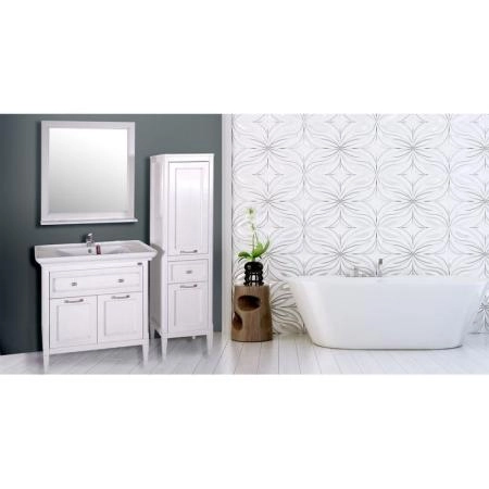 Тумба под раковину ASB-Woodline Гранда 85 Белый (патина серебро)