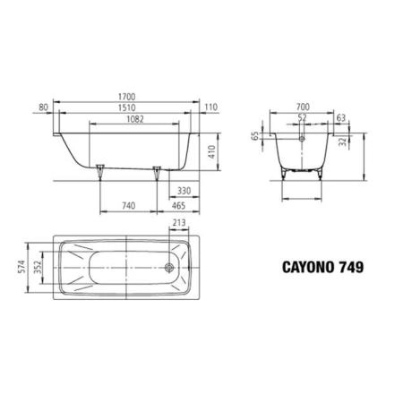 Kaldewei Cayono Ваннa встраиваемая 170х70см, мод.749, цвет: белый