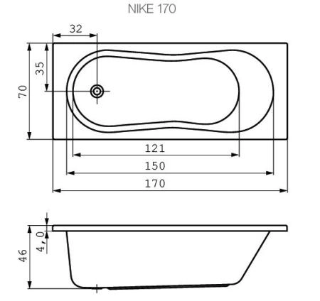 Ванна Cersanit Nike 170x70 см
