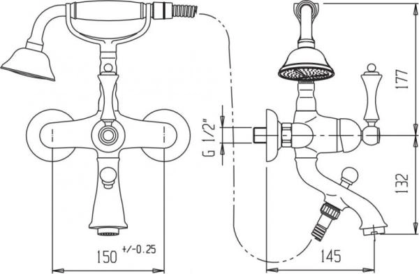Смеситель CEZARES MARGOT-VDM-01-Bi для ванны,хром