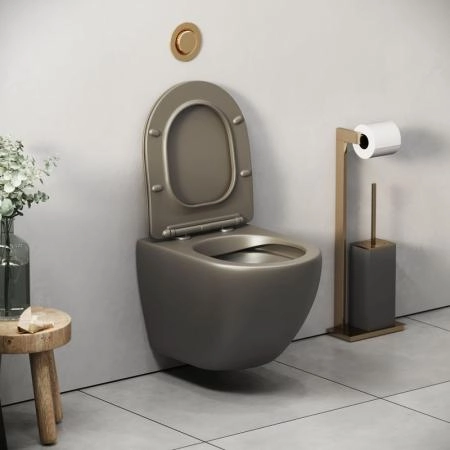 Унитаз Grossman GR-4455GSMS Color (485*365*360) ХАКИ МАТОВЫЙ подвесной Безободковый с тонкой крышкой