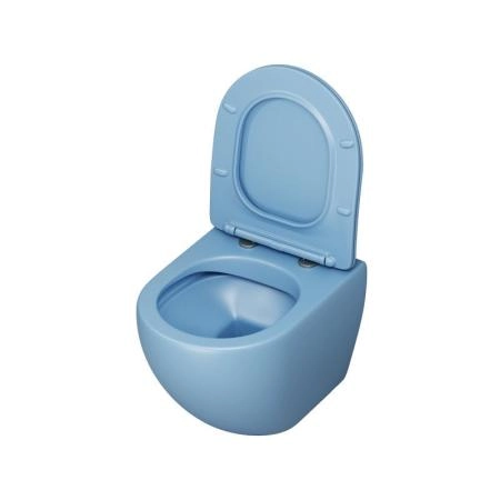 Унитаз Grossman GR-4455BSMS Color (485*365*360) ГОЛУБОЙ МАТОВЫЙ подвесной Безободковый с тонкой крышкой