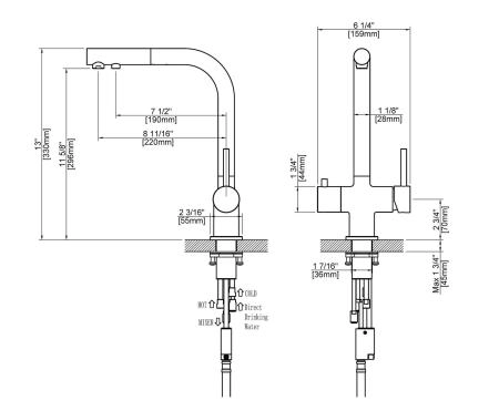 Смеситель для кухни с подключением фильтра и выдвижной лейкой Timo Saona 2356/00FL хром