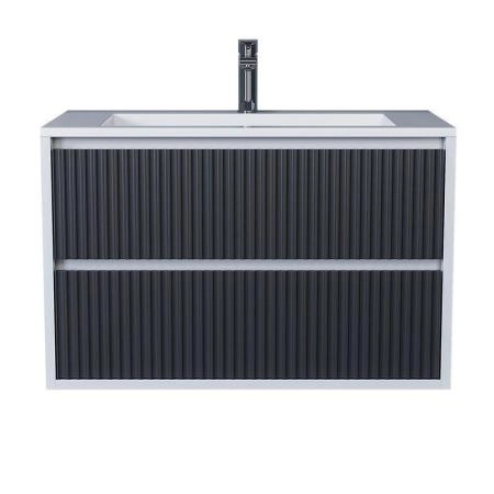 Тумба под раковину для ванной Uperwood Next Premium подвесная, 80 см, белая/графит, 2 ящика