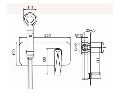 Гигиеническая лейка со смесителем Boheme VENTURO Shine Gun Metall 377-SGM