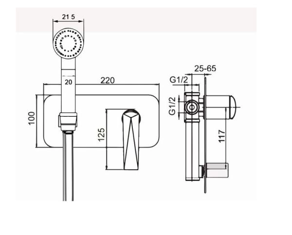 Гигиеническая лейка со смесителем Boheme VENTURO Shine Gun Metall 377-SGM