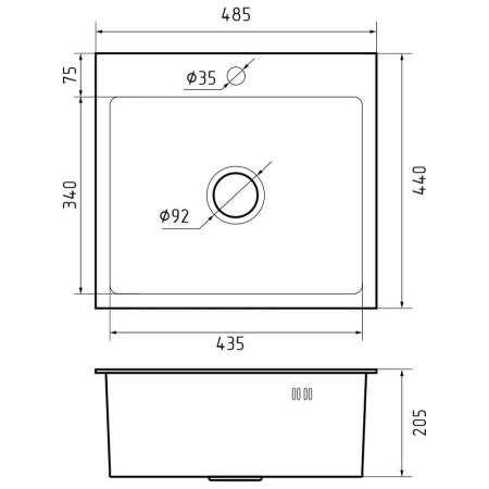 Кухонная мойка GranFest 4844, графит