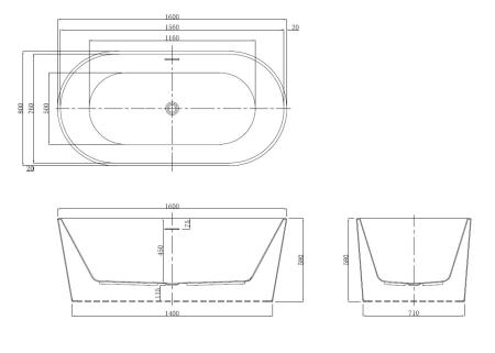 Ванна акриловая Azario Bristol 160x80 свободностоящая BRI16080