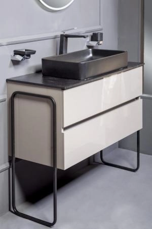 Тумба без раковины Boheme Vallessi 80*46cm АНТРАЦИТ глянец 2 полки 837-080-A glossy