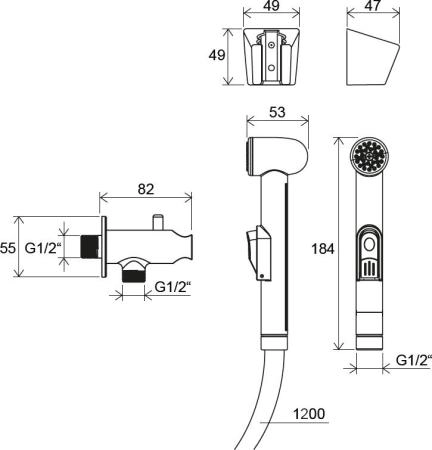 Гигиенический душ Ravak BM 040.00 с запорным вентилем X070077