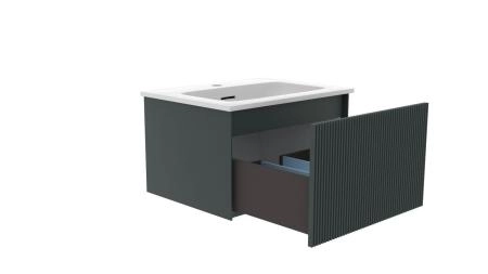 Тумба под раковину LA FENICE TERRA Grigio серая 60 FNC-01-TER-G-60 серый матовый зелёный матовый