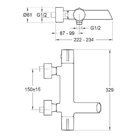 Смеситель Jacob Delafon TOOBI E8992-CP для ванны термостат хром