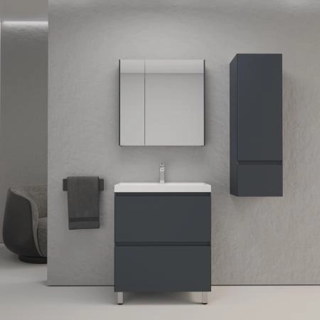 Тумба напольная Style Line Манхэттен 70 ЭМАЛЬ под ASTI 70 2 ящика PLUS графит