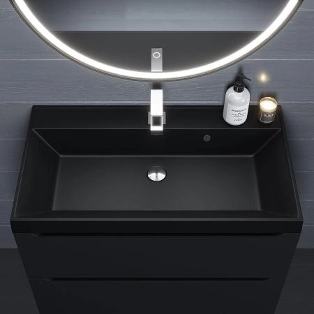 Раковина кварцевая комнаты Uperwood Classic Quartz 80 см, черная матовая, космос