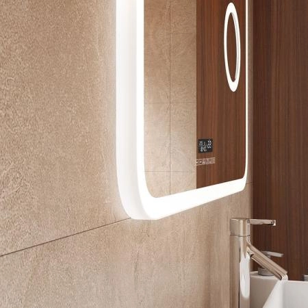 Зеркало Континент Bliss Led 800х700 с увеличительным зеркалом, с часами ЗЛП334 с подсветкой