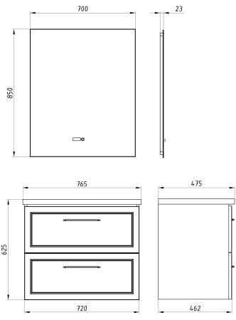 Тумба ASB-Mebel Белмонти 75 Ясень браш софт белый подвесная под умывальник Оскар 75