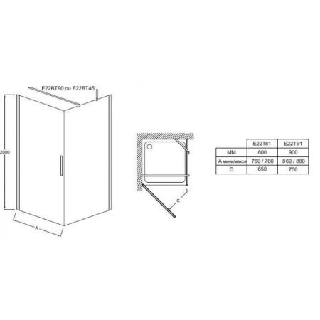 Душевая дверь Jacob Delafon CONTRA E22T91-GA 90 см