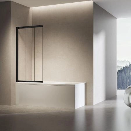 Душевая шторка Vincea VSB-6E900CLB-L, 900*1400, черный, стекло прозрачное, левая