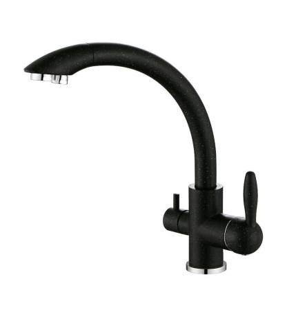 Смеситель для кухни Paulmark Essen, черный, две воды, Es213001-308