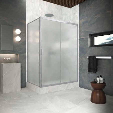Душевой уголок Vegas-glass ZP+ZPV Protec h1900 100*70 07 10, профиль матовый хром, стекло сатин