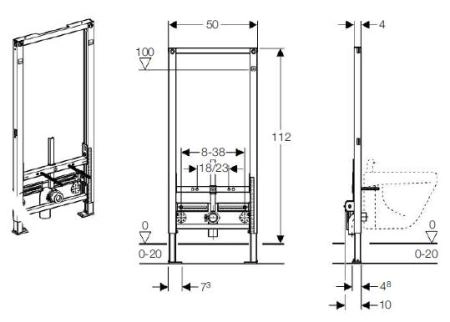 Geberit Duofix 111.520.00.1 инсталляция для биде H112 высота 112 см