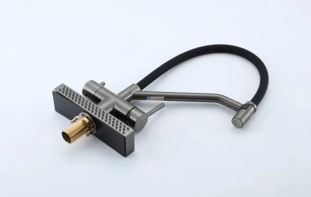 Смеситель для кухни Gappo G4098-9 с водопадом оружейная сталь