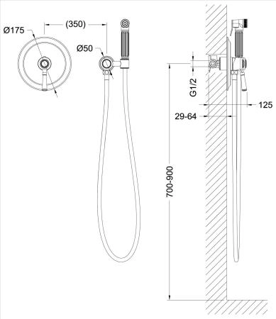 Смеситель встроенный с гигиеническим душем Timo Arisa 5309/03SM черный