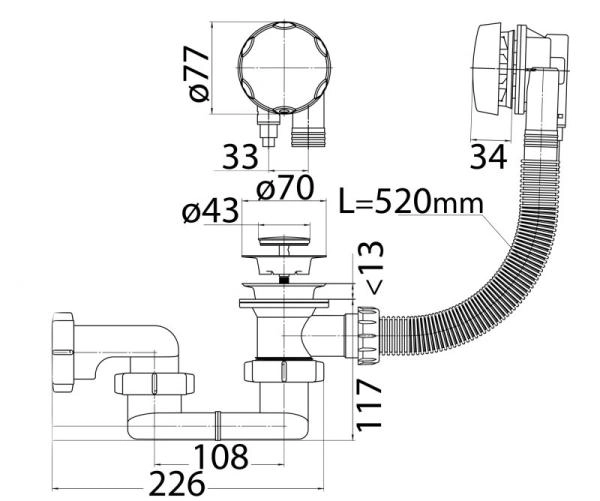 Слив-перелив Cezares CZR-STP1-01 52 см хром