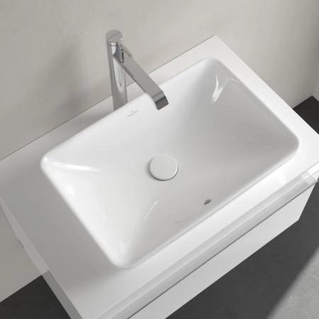 Villeroy&Boch Venticello Раковина накладная 55х36см, без отв., с переливом, CeramicPlus, цвет: альпийский белый