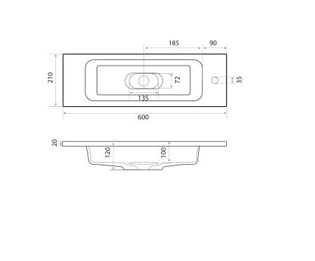 Раковина Uperwood Modul 60 см, прямоугольная