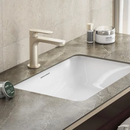 Смеситель для раковины Kerama Marazzi OLE ОЛЕ 69412KM.M0.071 однорычажный без донного клапана 3/8, золотой атласный