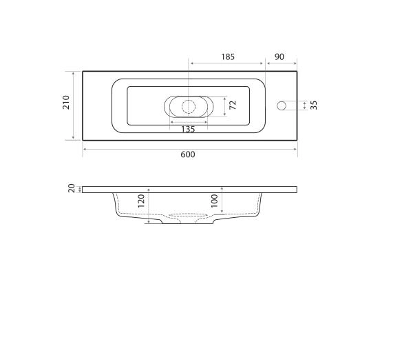 Раковина Uperwood Modul 60 см, прямоугольная