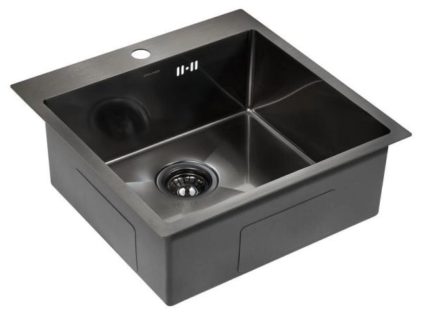 Кухонная мойка Paulmark KRONER PM215151-GM вороненая сталь 510х510мм нерж. Сталь
