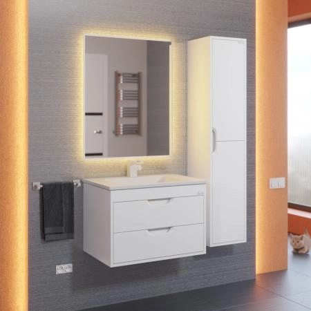 Тумба с раковиной для ванной Uperwood Modul 65 см, подвесная, матовая, белая
